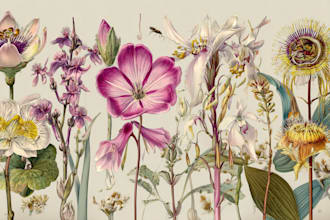 draw digital botanical illustrations of florals, plants,
