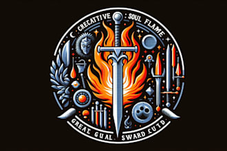 design a management soul flame great sword logo bonus free editible file