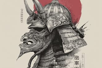 made a professional japanese, asian style tattoo design