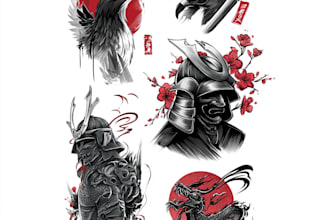 design professional japanese, asian style tattoo design