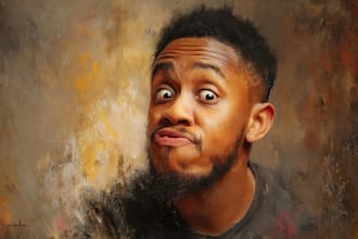 digital oil painting realistic portrait photo pet caricature