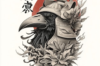 create professional japanese, asian style tattoo design
