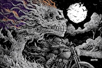 draw fantasy or dark creepy horror art illustration