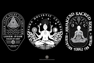 design yoga meditation, sacred spiritual mystical line art, geometry logo design