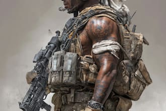 draw 2d game art military character design