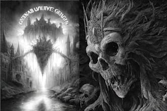 draw black and white ink and pencil illustration