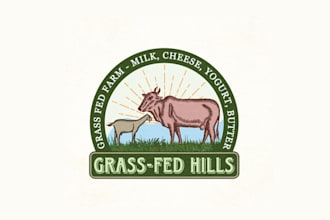 create splendid unique a natural logo for grass fed farm