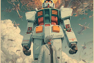 make a mecha robot art and illustration