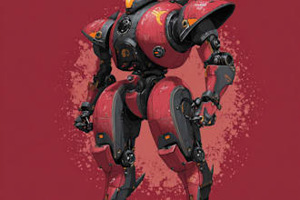draw mecha robot character sheet design