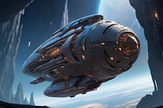 draw spaceship concept art or design a starship or scifi