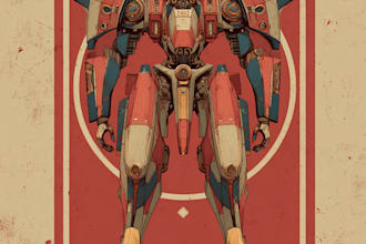 do artsy character and mecha design in my abstract style