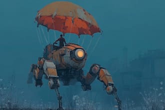 custom futuristic mecha robot character illustration art
