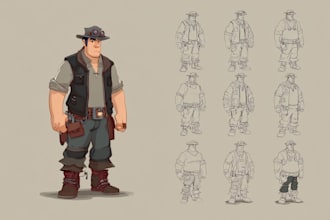 draw 2d game character for dnd art or video game