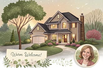 illustrate your home as beautiful beautiful portrait gift