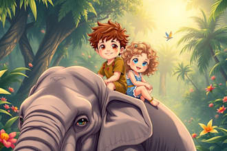 draw children story book illustration and kids book illustration
