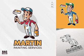 do custom painter logo design house painting  artistic branding