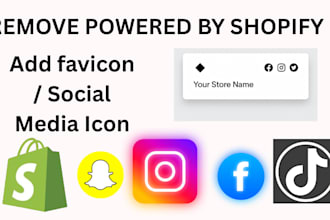 remove powered by shopify from website footer add favicon social media icon
