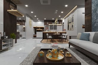 refit 3d functional interior, living room apartment, enscape render, home layout