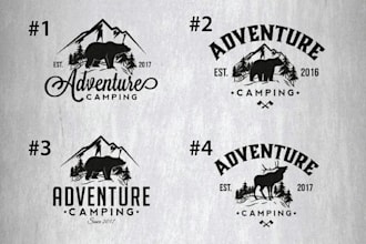 do custom adventure logo design outdoor, travel, hiking, camping