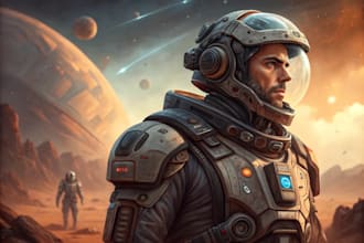 create unique scifi character illustrations