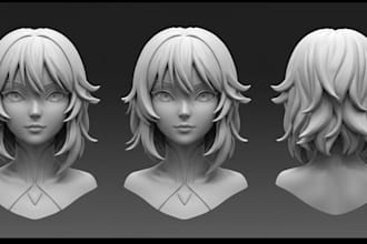 sculpt 3d head model 3d anime figure 3d head bust for 3d printing or game