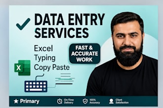 data entry typing job and excel services