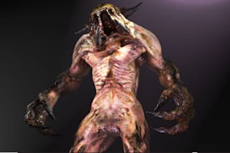 design 3d articulated game ready monster creature, alien creatures,3d animation
