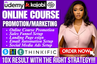 udemy online course promotion kajabi squarespace  course thinkific sales funnel