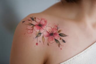 design an abstract watercolor floral tattoo for you