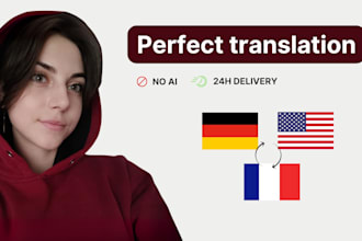 translate into english, french or german