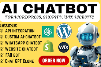 wordpress shopify wix ai website chatbot manychat botpress rag chatbot