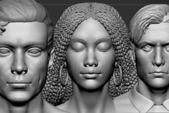 sculpt a highly detailed 3d head for 3d printing