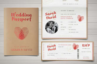 create wedding passport invitation print design