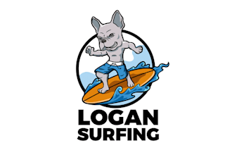 design particular surfing french bulldog logo