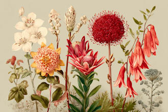 draw botanical illustration of flower illustration, plant illustration