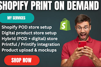 build a shopify pod print on demand digital product dropshipping store