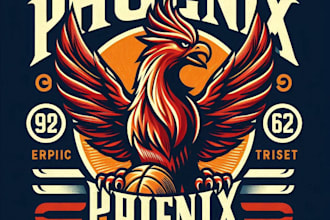 design high quality vintage phoenix bird mascot sport logo with t shirt design