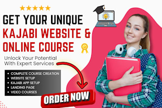 create unique kajabi website, kajabi landing page, or kajabi online course