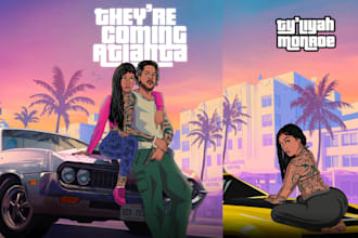 create cartoon cover art, hip hop album cover, pop cover art