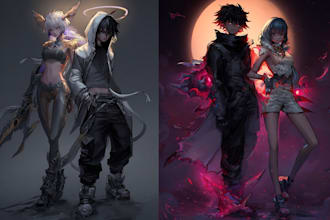 draw anime and game style characters art