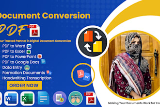 professionally convert PDF to word, handwriting, image to word, typing services
