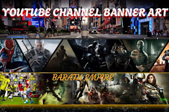 design a professional youtube channel banner art facebook cover and logo