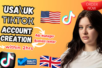 create usa agency tik tok ads account, usa tik tok account, ads manager