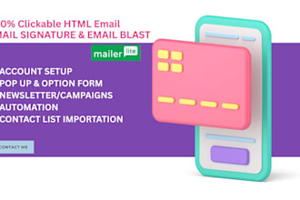 design email and gmail signature, HTML email, email blast, mailerlite campaign