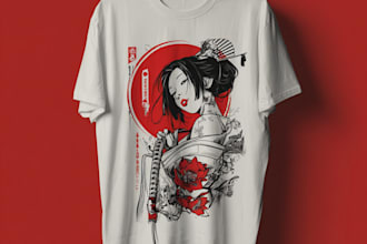 create japanese t shirt design apparel illustration