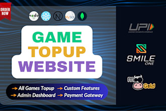 build game recharge topup website with upi payment, wallet and admin