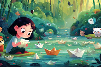 design and illustrate children story book picture kids book cover illustration