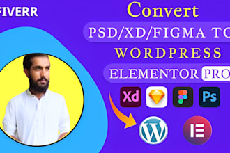 convert figma, xd, and PSD to wordpress using elementor
