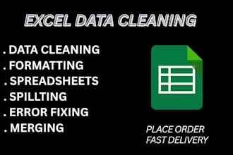 do excel data cleaning, formatting, merging, and splitting tasks