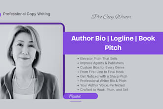 write your author bio, elevator pitch, and logline for agents or book marketing